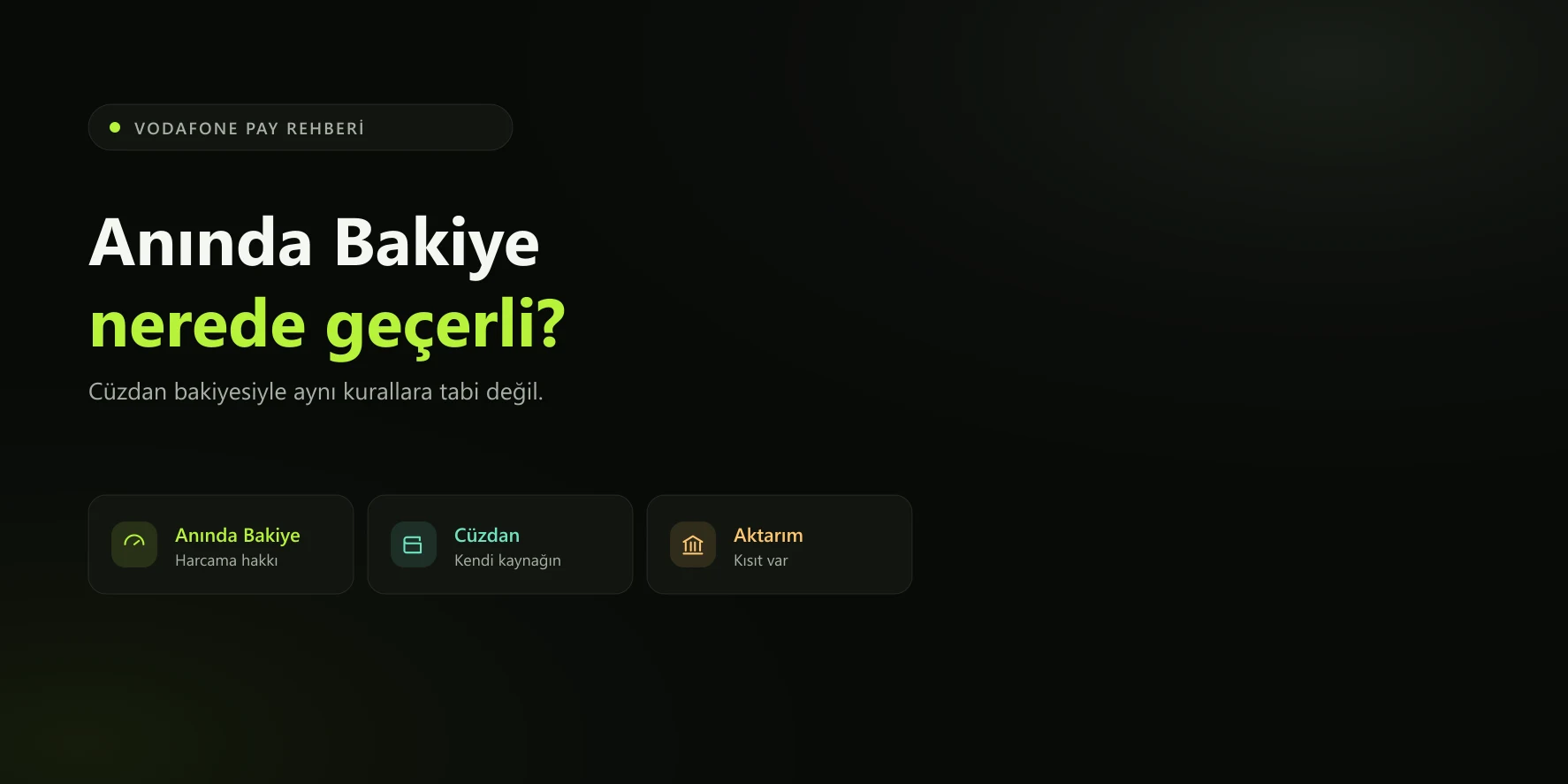 Vodafone Pay Anında Bakiye kullanımı ve cüzdan ayrımı rehberi